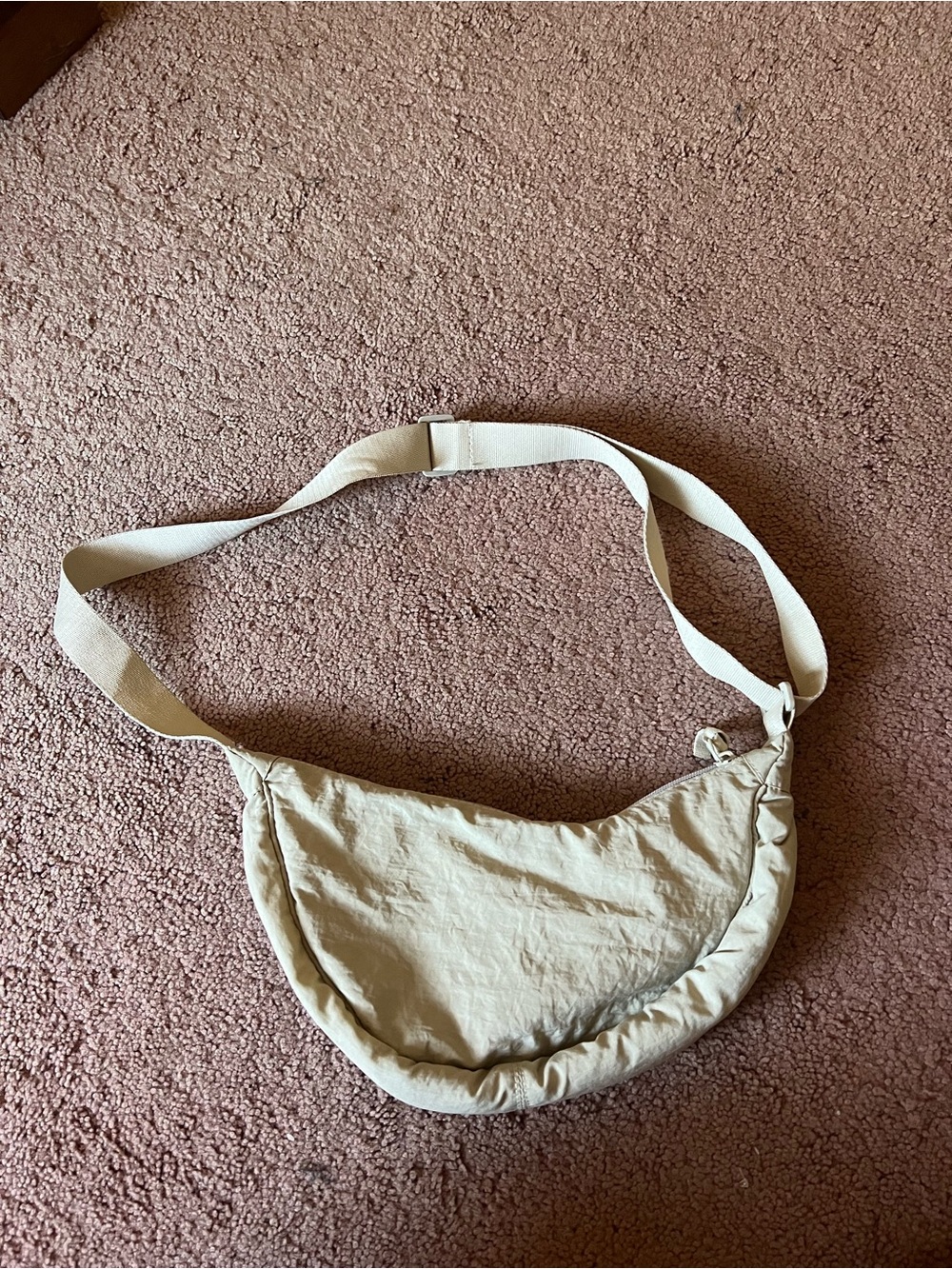 Amazon Neutral Cream Crescent Crossbody Bag